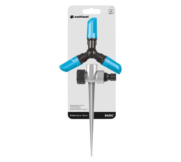 Cellfast 52-302 Three Arm Rotating Sprinkler - Grey/Blue