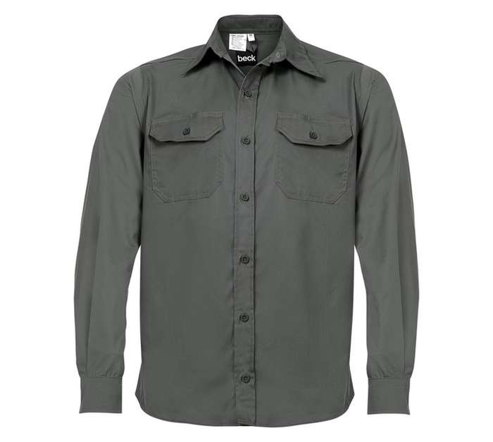 Beck Cotton Long Sleeve Shirt - Olive (Extra L)