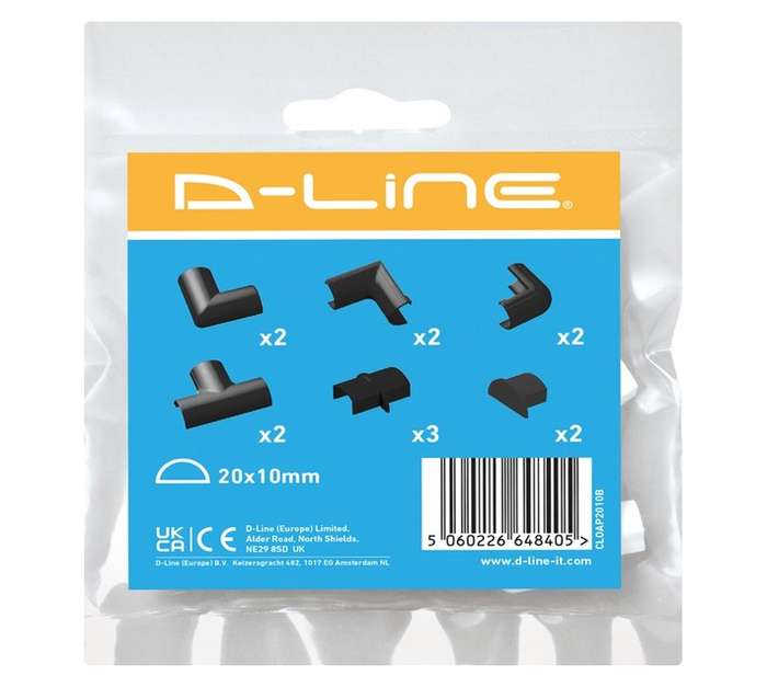 D-Line CLOAP2010B 13 Piece Trunking Accessory Pack - Black (20 x 10mm)