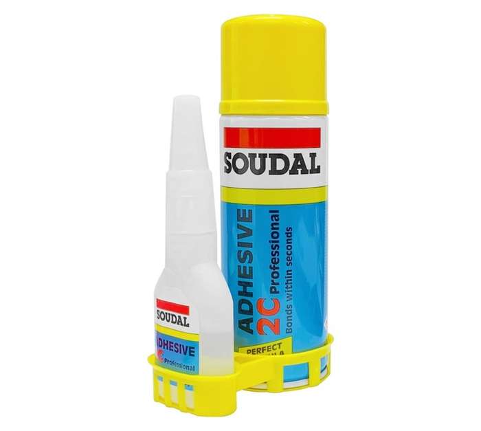 Soudal 2part Professional Super Adhesive Glue Kit - Transparent (50ml + 200ml)