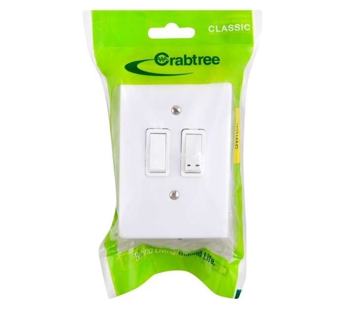 Crabtree Diamond 2 Lever Bell Press with Dim Symbol - White (80 x 75 x 125mm)