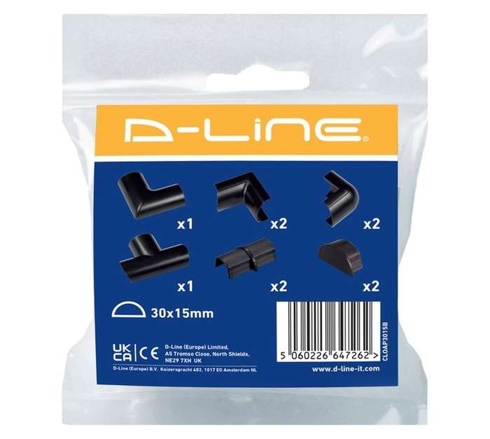 D-Line CLOAP3015B 10 Piece Trunking Accessory Pack - Black (30 x 15mm)