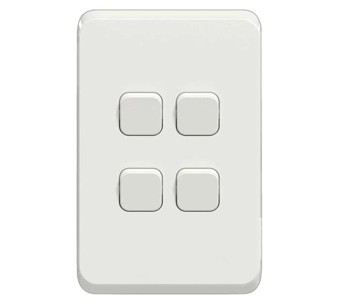 Schneider Electric SCH093 4 Lever 1 Way Switch - White (10A)