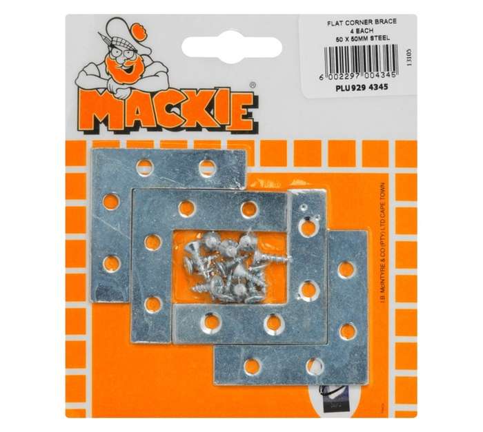 Mackie 4 x Flat Corner Braces - Electrogalvanised (50 x 50mm)