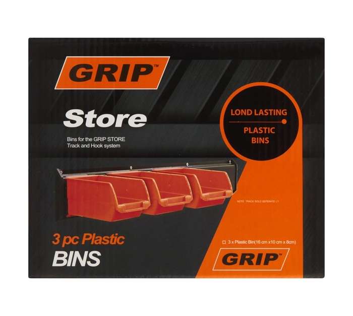 Grip 3 Pack Storage Bins - Orange