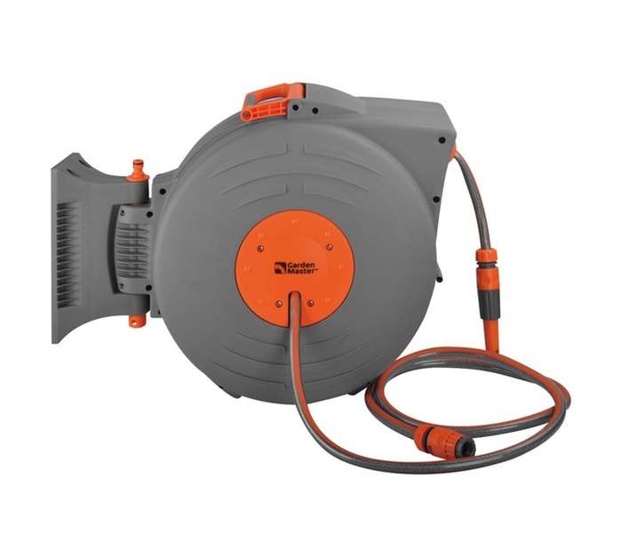 Garden Master Auto Rewind Hose Reel - Grey/Orange (20m)