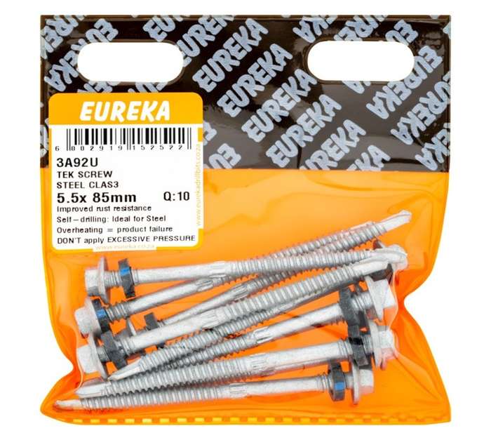 Eureka 10 Pack Tek Screws Steel Class 4 (85 x 5.5mm)
