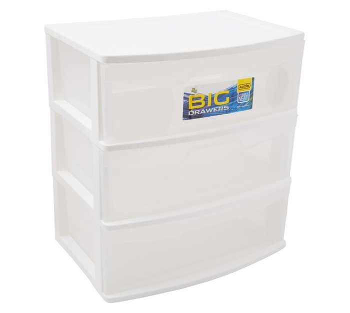 Addis 3 Wide Drawer - Clear/White