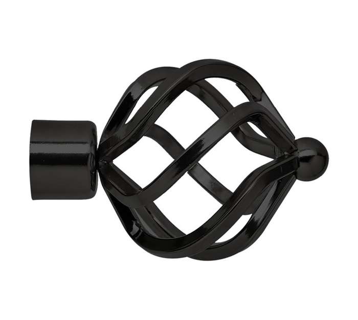 Flat Twist Finial - Black (32mm)