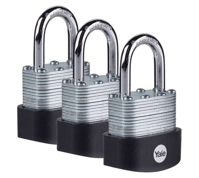 Yale Trio Pack Laminated Steel Padlock (40mm)