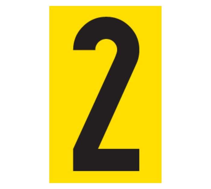 Tower Self-Adhesive Number 2 Sign - Black/Yellow (90 x 55mm)