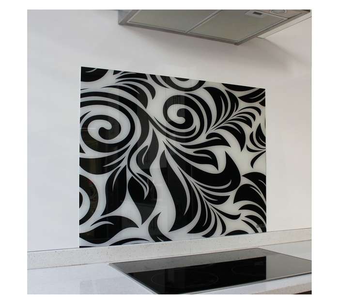 Parrot Products Swirl Hob Splash Back - Black/Clear (898 x 700 x 6mm)