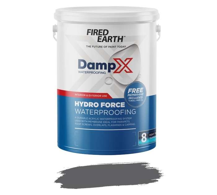 Fired Earth BW069-7-5L DampX Hydro Force Waterproofing with Membrane - Charcoal (5L)