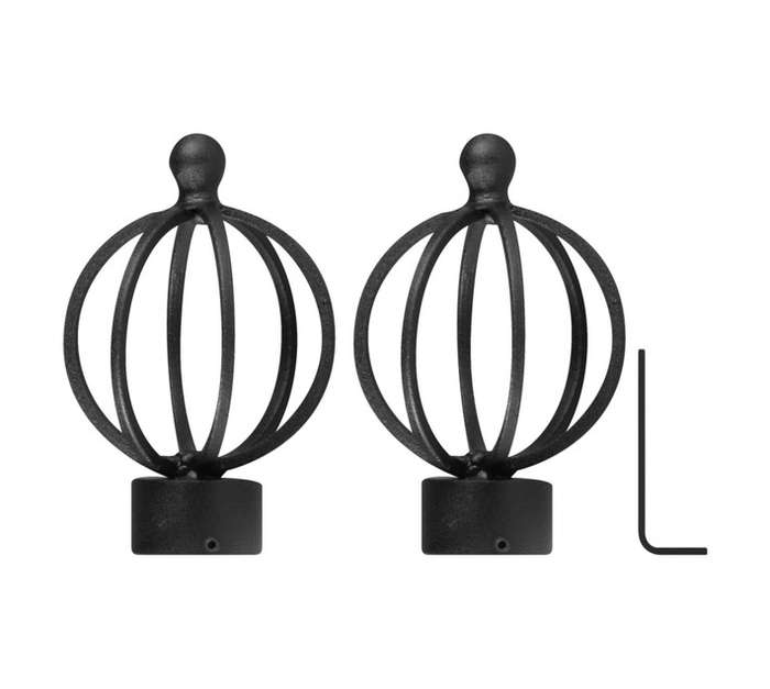Finishing Touches 2 x Basket Finial - Black (28mm)