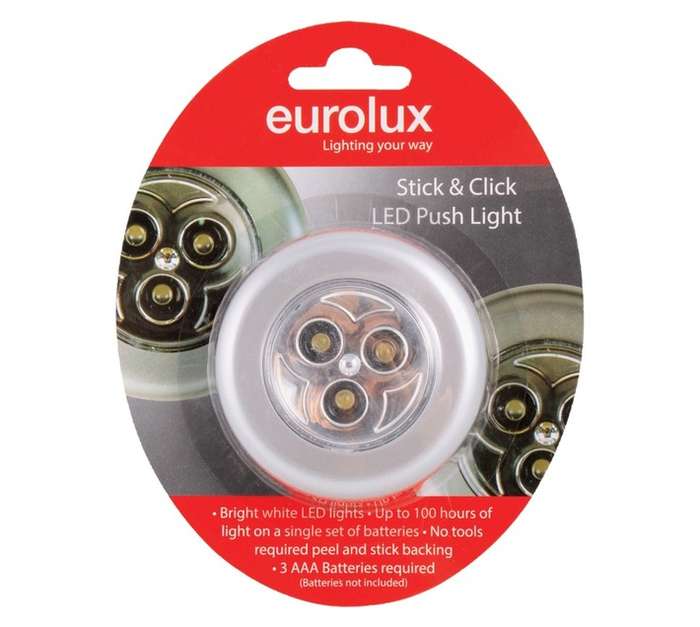 Eurolux Stick and Click LED Push Light - Silver