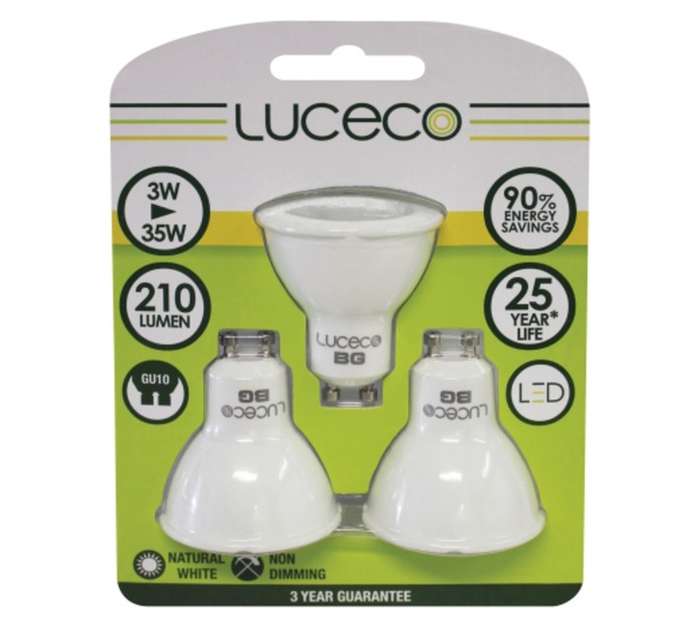 Luceco 3 x GU10 LED Globe - Neutral White (3w)