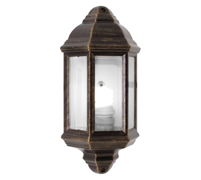 Eurolux Bevelled Glass Lantern - Black/Gold (60W)
