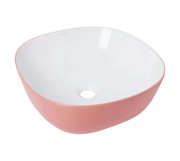Bijiou Evoque Square Freestanding Basin - Blush Pink (410 x 410 x 145mm)