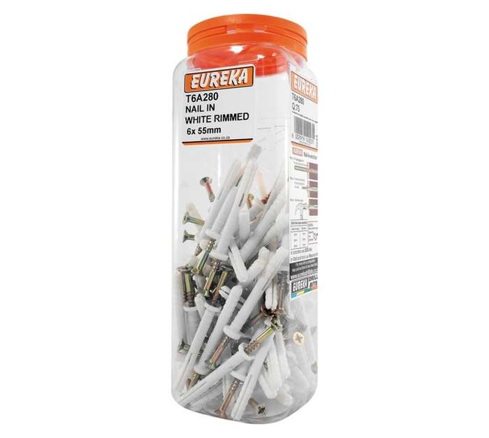 Eureka 6 x 55mm Nail In White Rimmed (Q75)