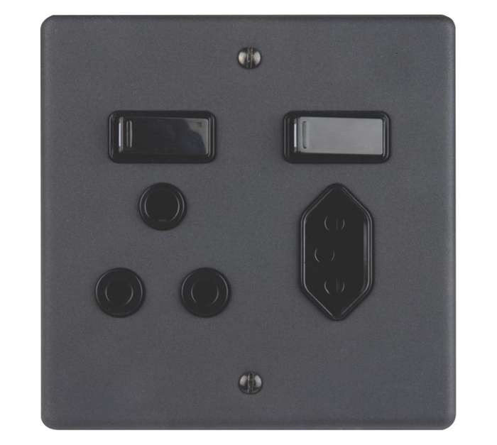Lesco 91X44MMBDH IEC Mono Wall Socket - Black (16A)