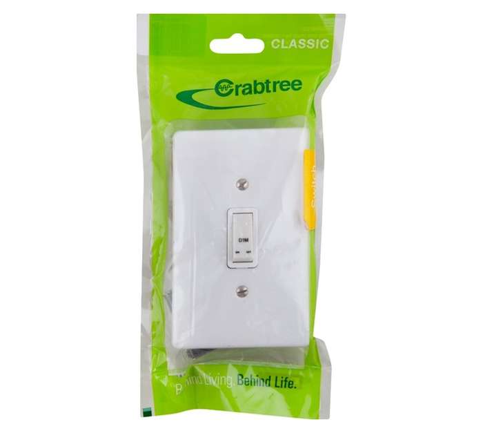 Crabtree Diamond 1 Lever Bell Press with Dim Symbol - White (80 x 75 x 125mm)