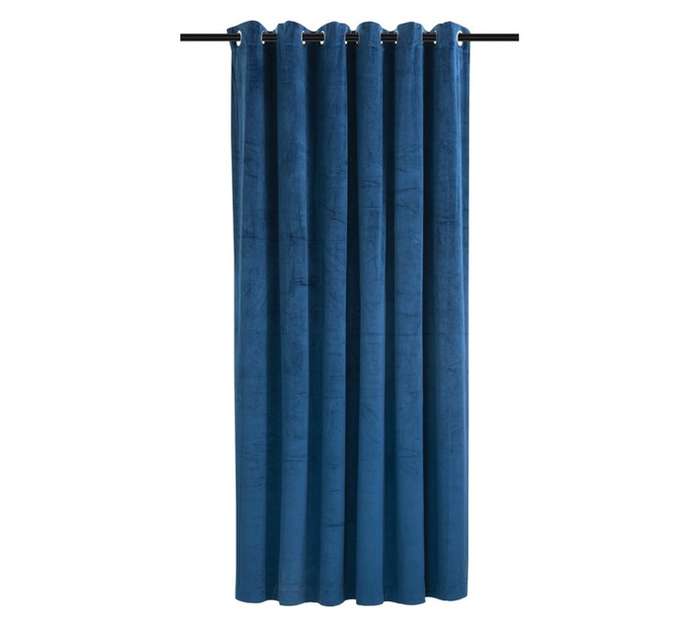 Design House Jacquard Velvet Eyelet Curtain - Midnight Blue (2300 x 2500mm)