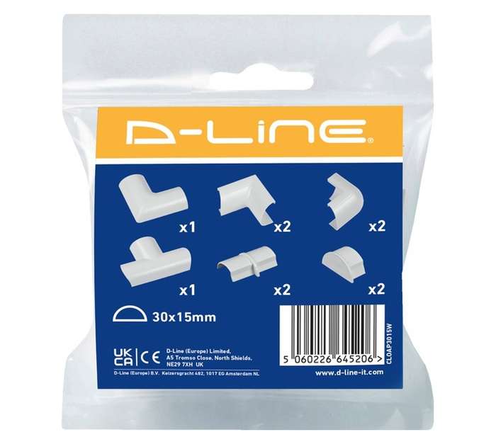 D Line Trunking Accessory Pack - White (30 x 15mm)