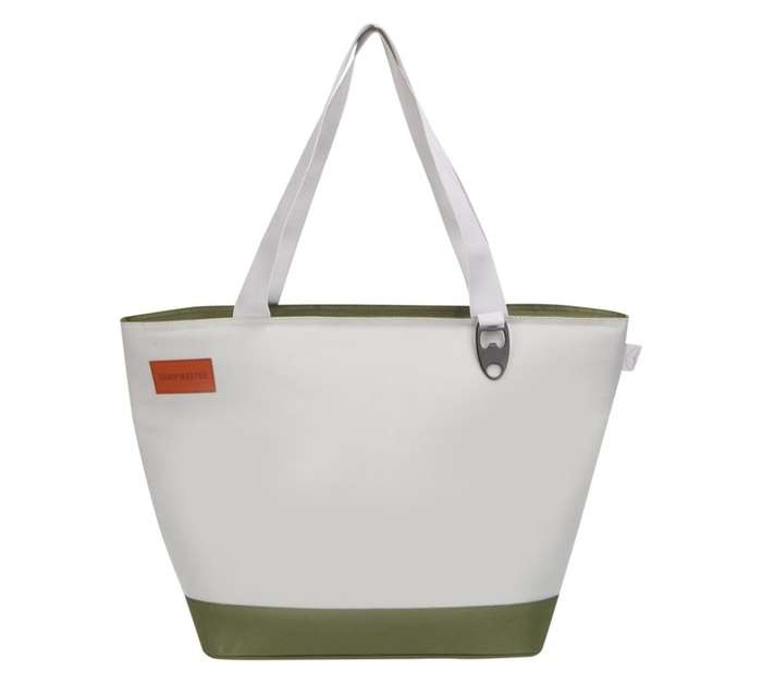 Camp Master Tote Delux Cooler Bag - White/Green