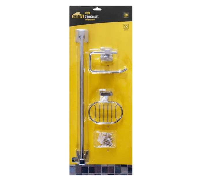 Style Chrome 3 Piece Bathroom Set - Silver