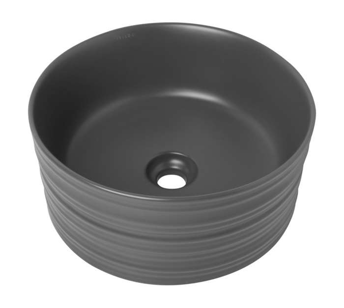 Bijiou Deviance Round Freestanding Basin - Onyx Grey (410 x 410 x 180mm)