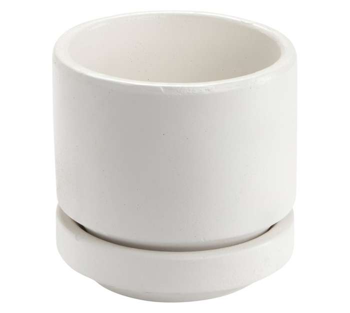 Good Roots Joss Concrete Pot and Saucer - White (160 x 160mm)