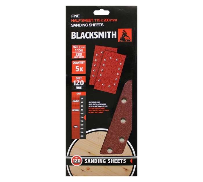 Blacksmith 1/2 Sand Paper Sheet Aluoxide 120 Grit (115 x 280mm)