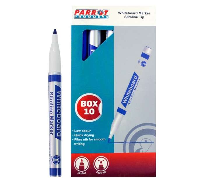Parrot Products PW2001D 10 x Slimline Whiteboard Maker - Blue