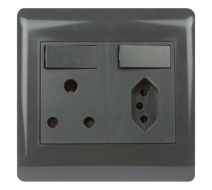 Design House 1 x IEC Single Socket - Charcoal (100 x 100mm)