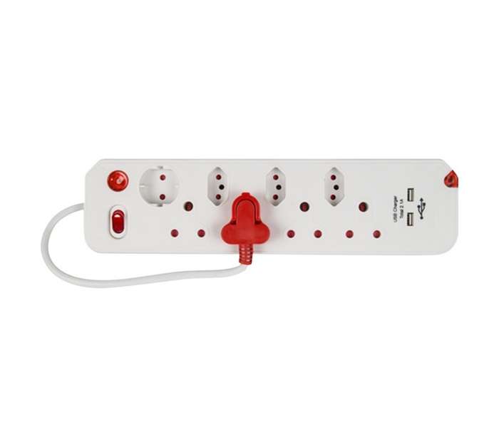 Electricmate 8-Way Switched USB Multi-Plug - White