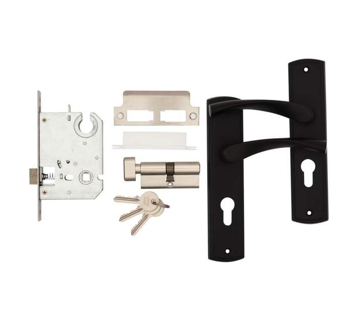 Noto Cylinder Lock and Handle Set - Black