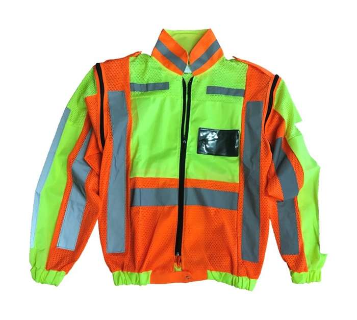 Hennox Zip Off Sleeve Reflective Jacket - Orange/Lime (Extra Large)