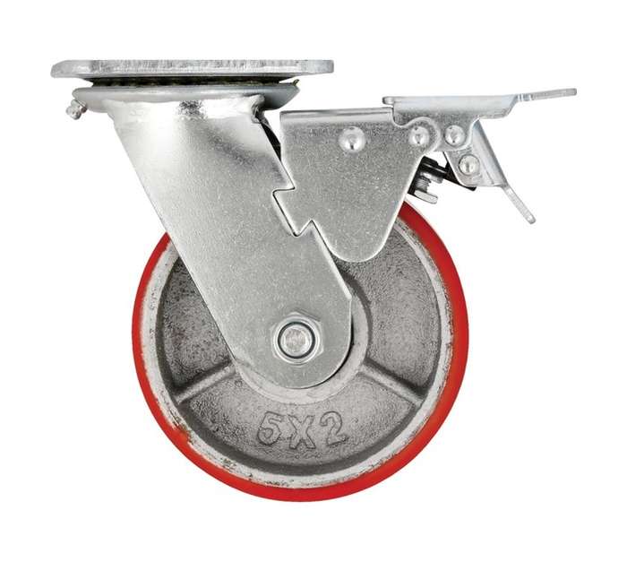 Hillaldam 870195 Polyurethane Plated Castor with Brake (125mm)