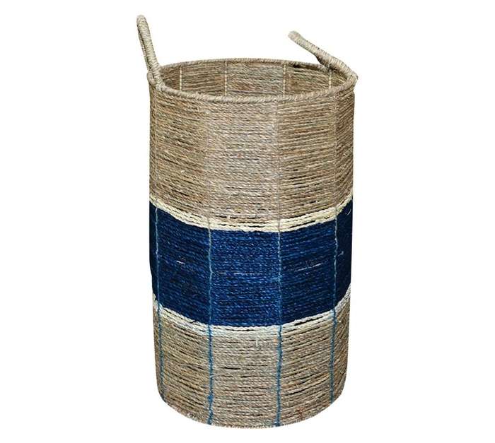 Design House Seagrass Basket - Natural/Navy (310 x 310 x 500mm)