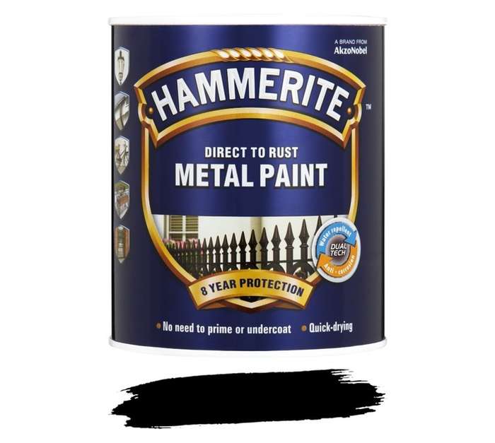 Hammerite Metal Paint - Smooth Black (250ml)