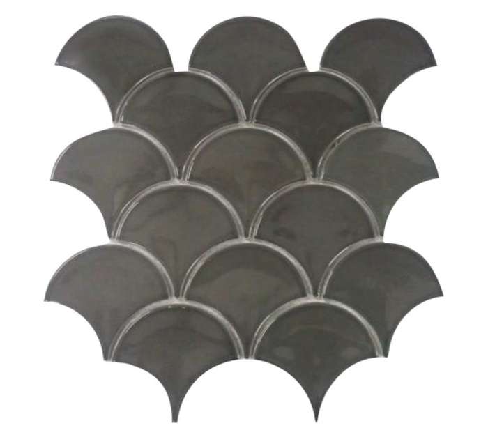 Douglas Jones 1306 Gloss Fan Fox Mosaic Tile - Black (90 x 85 x 8mm)
