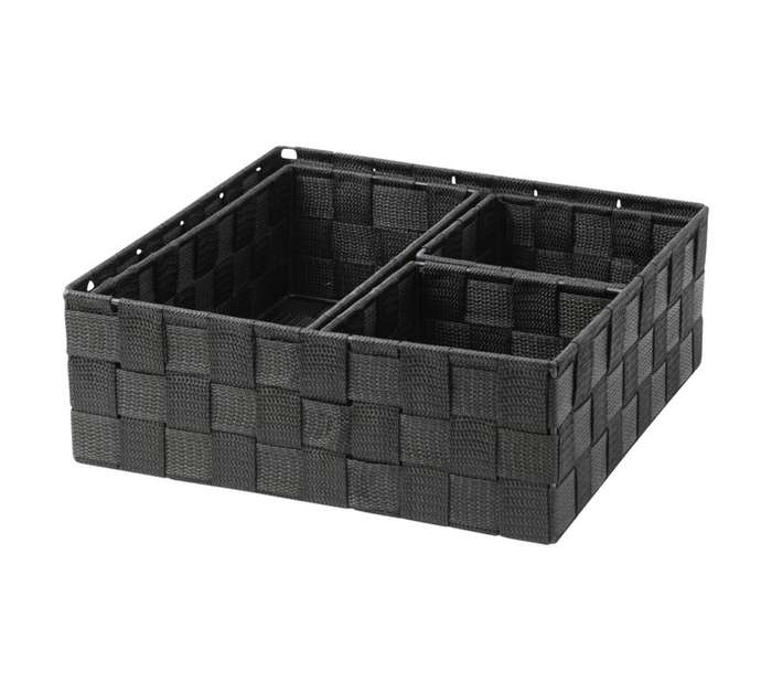 First Dutch Brands Woven Storage 4 Piece Set - Black (280 x 280 x 100mm)