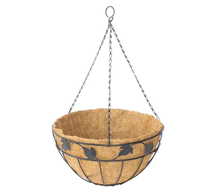 Flora Select Leaf Design Hanging Basket - Natural Black (300 x 300 x 160mm)