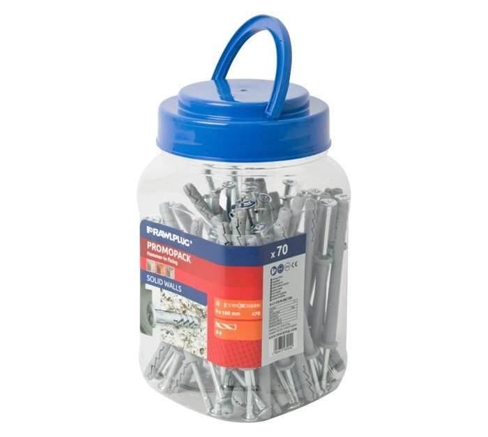 Rawlplug 10 x Nylon Hammer Fixings Screws (100 x 8mm)