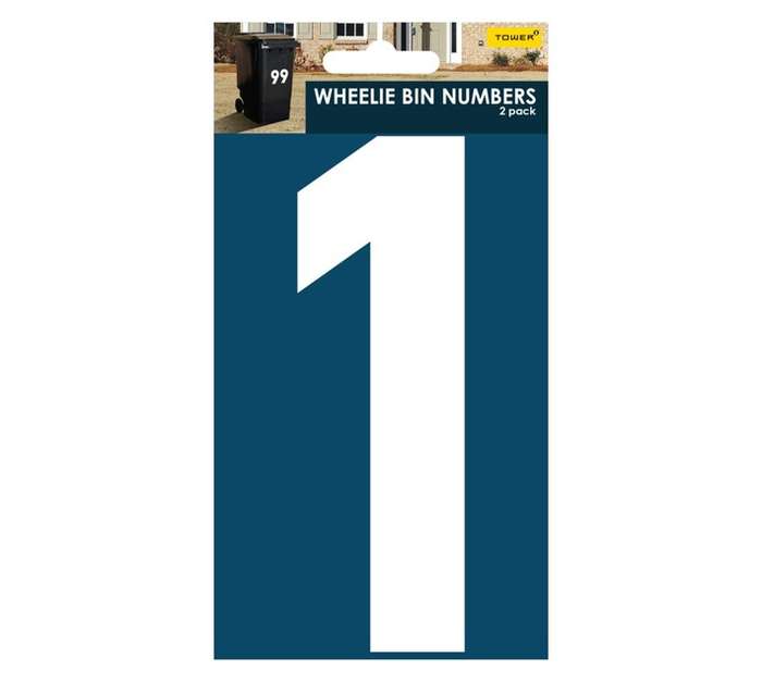 Tower Wheelie Bin Number 1 Sticker - Blue/White (170mm)