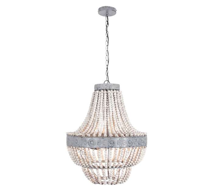 Bright Star Lighting PEN819 BEAD 3 Light Beaded Pendant - White Washed (500 x 650mm)