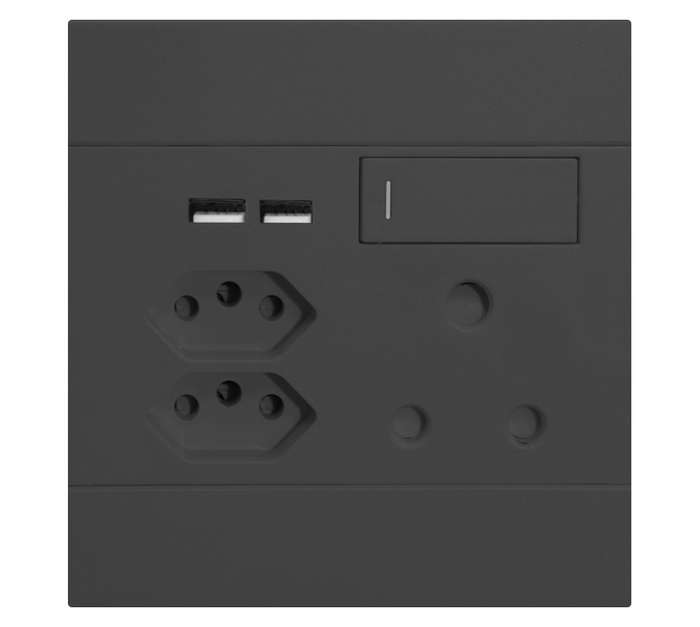 Veti 2VC227 1 USB V-Slim 4x4 Socket Switch - Charcoal