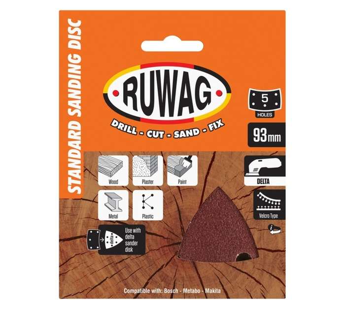 Ruwag RSTV009 5 x 240 Grit Delta Triangular Sanding Disc