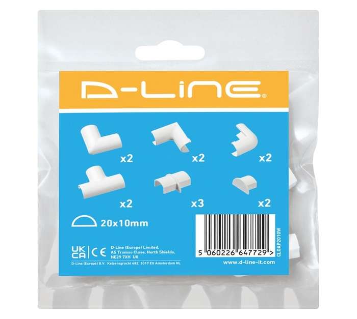 D-Line CLOP2010W 13 Piece Trunking Accessory Pack - White (20 x 10mm)