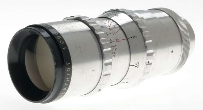 SOM BERTHIOT TELE-CINOR 1:4.5 f=14.5cm SILVER LENS C-MOUNT FITS BOLEX CAMERA H16